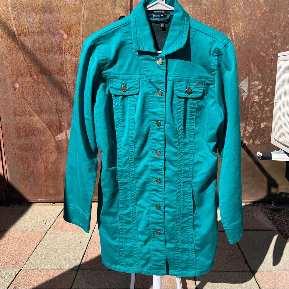 Teal Jean Jacket, By French Dressing Jeans - Size Small